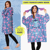 Disney Stitch Fleece Hoodie Women Teenagers Oversized Fleece Poncho Stitch Gifts