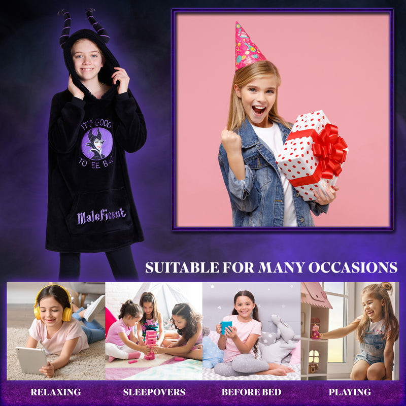 Disney Fleece Hoodie Blanket for Kids and Teenagers - Maleficent - Get Trend