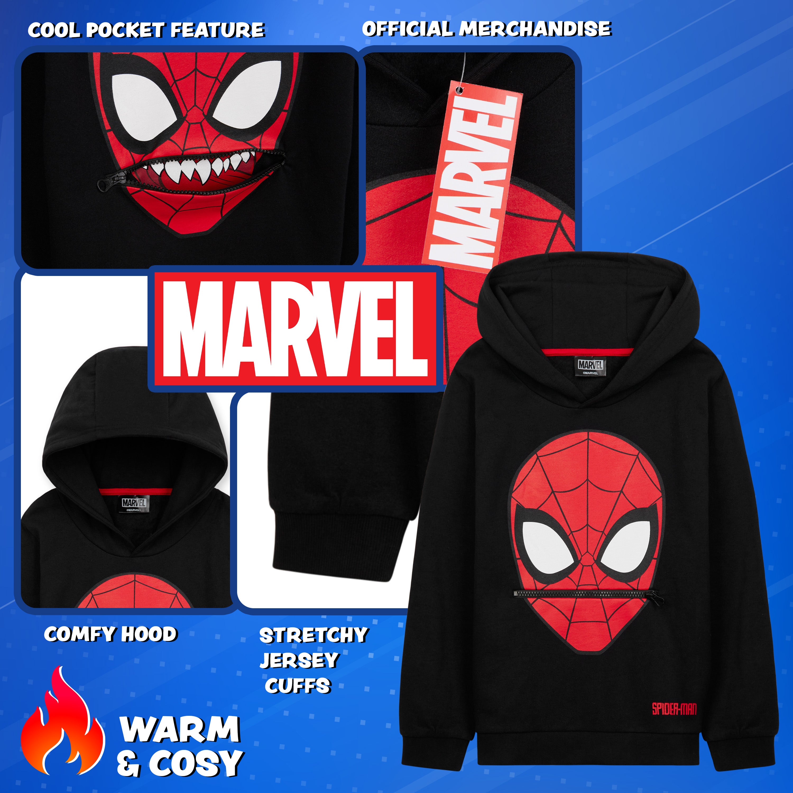 Marvel Boys Hoodie - Spiderman Hooded Sweatshirt for Boys - Get Trend