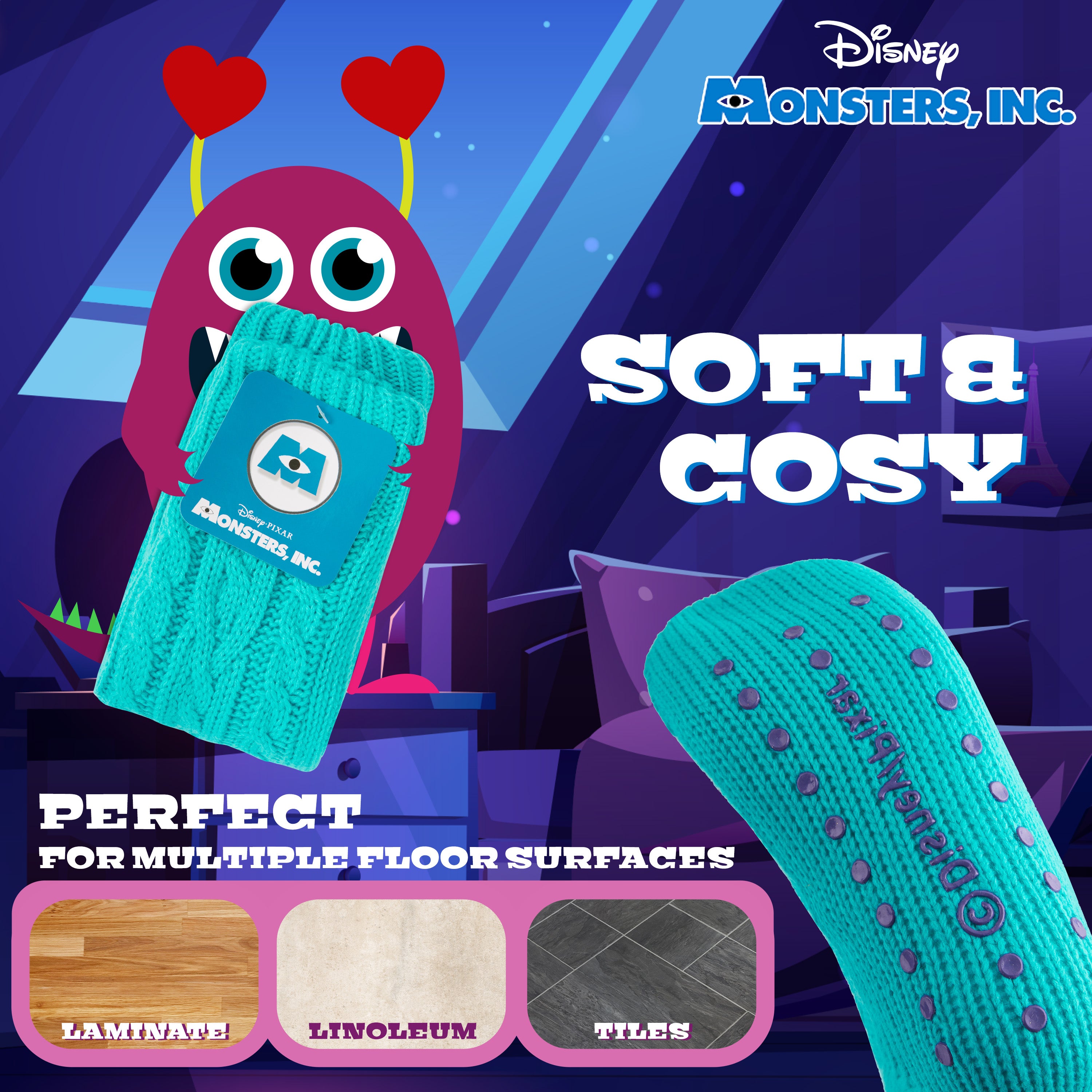 Disney Stitch Fluffy Socks for Women - Blue Sully - Get Trend