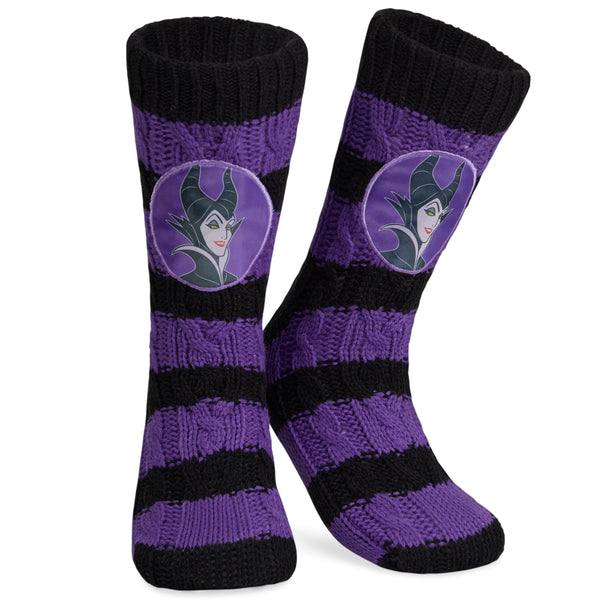 Disney Stitch Fluffy Socks for Women - Black & Purple Maleficent - Get Trend