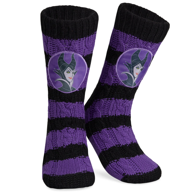 Disney Stitch Fluffy Socks for Women - Black & Purple Maleficent