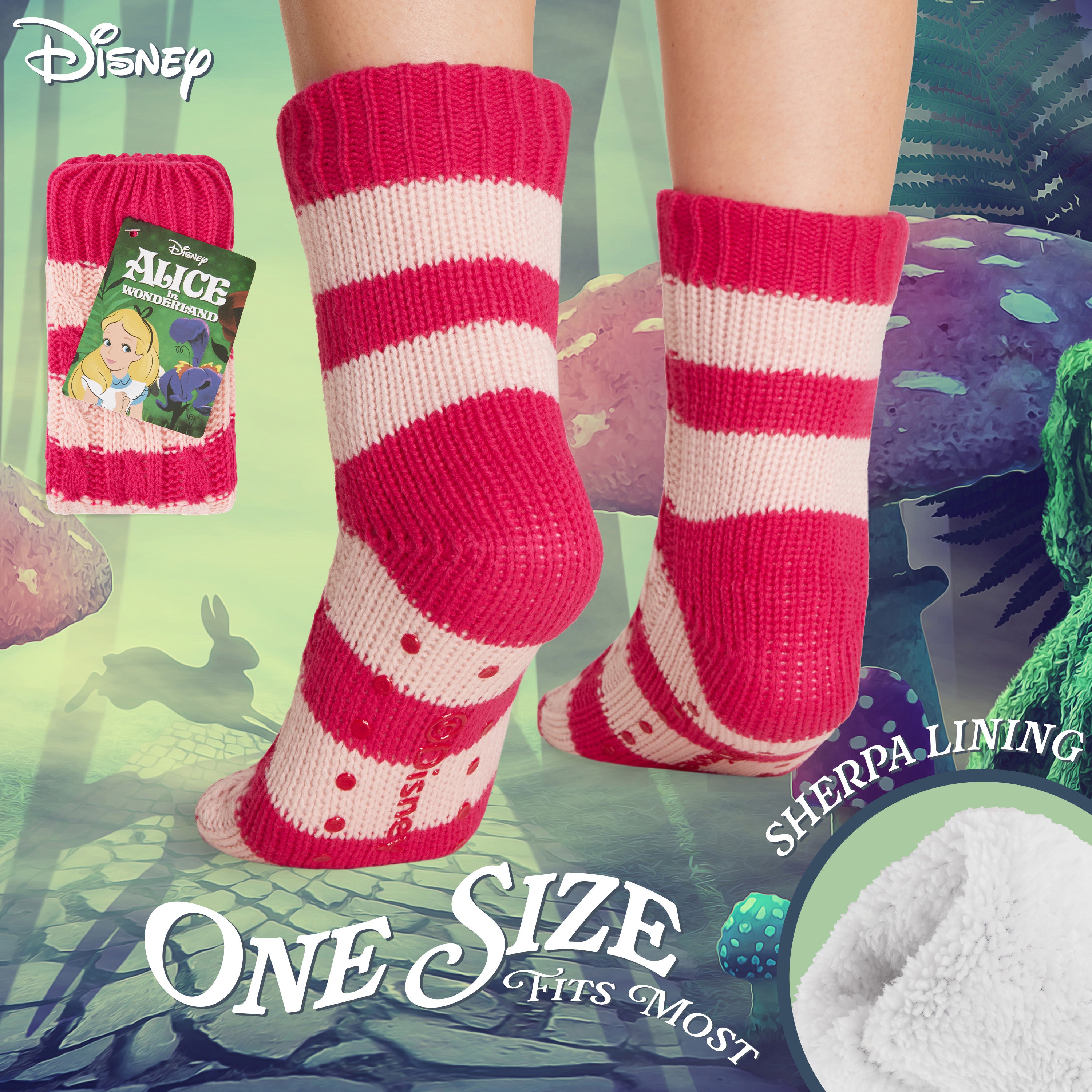 Disney Stitch Fluffy Socks for Women - Dark Pink Cheshire Cat - Get Trend