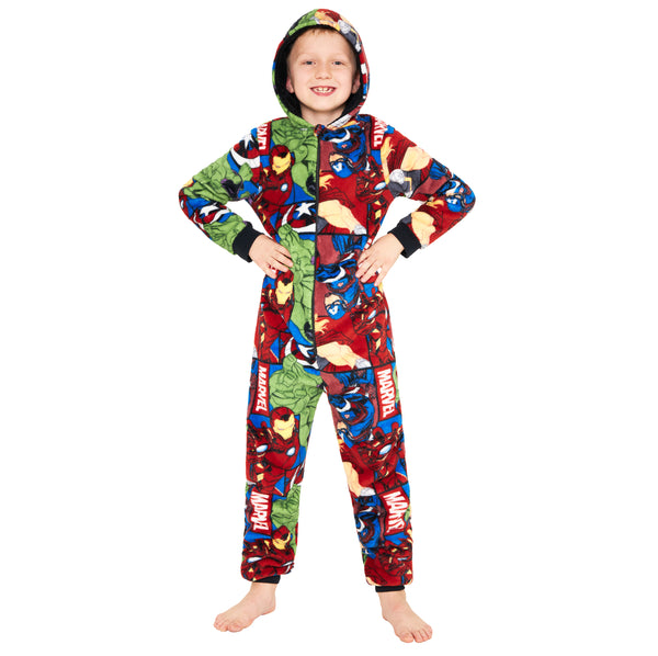 Marvel Fleece Onesie for Boys - Hooded Onesie for Kids - Multicolored - Get Trend