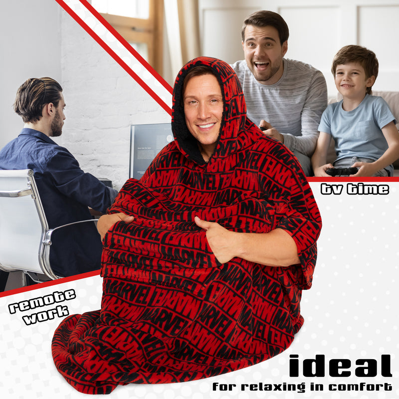 Marvel Blanket Hoodie for Men and Teenagers -  Red & Black Hoodie for Men