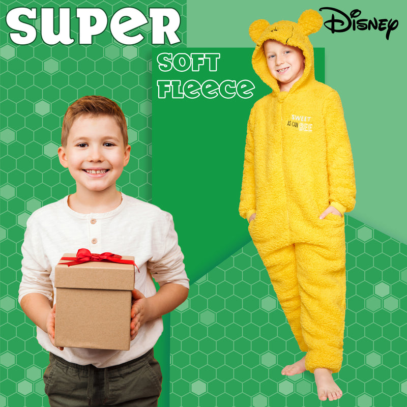 Disney Fleece Onesie for Kids & Teenagers - Yellow Winnie - Get Trend