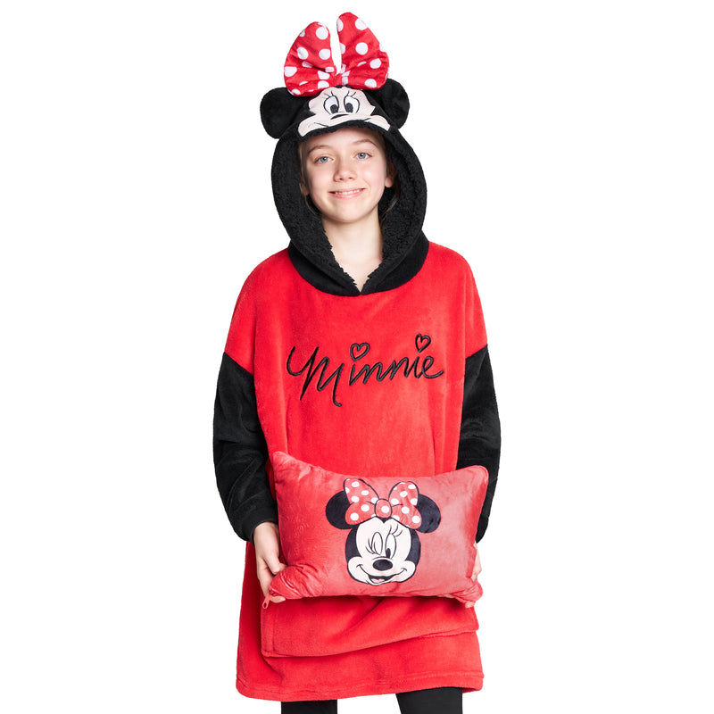 Disney Hoodie  for Kids -  2 in 1 Oversized Fleece Hoodie - Red Minnie