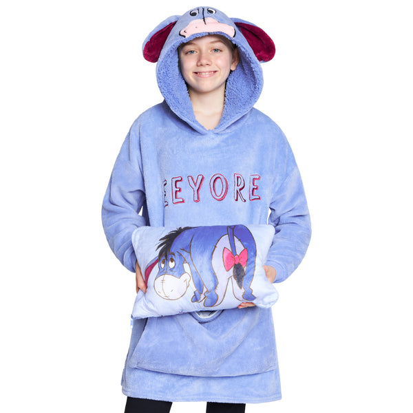 Disney Hoodie  for Kids -  2 in 1 Oversized Fleece Hoodie - Blue Eeyore - Get Trend