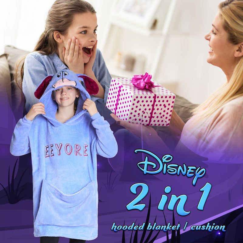 Disney Hoodie  for Kids -  2 in 1 Oversized Fleece Hoodie - Blue Eeyore