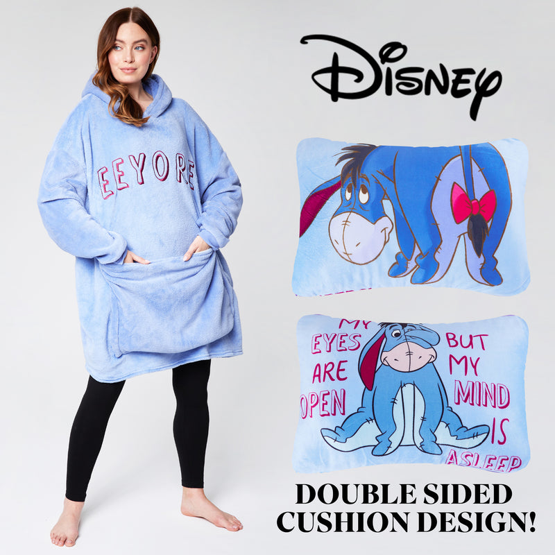 Disney Blanket Hoodie - Adults 2 in 1 Oversized Fleece Hoodie - Eeyore