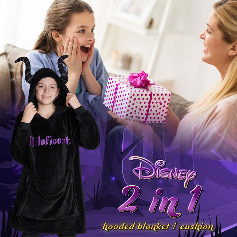 Disney Hoodie  for Kids -  2 in 1 Oversized Fleece Hoodie - Maleficent - Get Trend