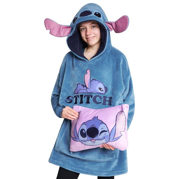 Disney Hoodie  for Kids -  2 in 1 Oversized Fleece Hoodie - Blue Stitch - Get Trend