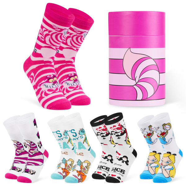 Disney Ladies Socks, Pack of 5 Soft Ankle Socks for Women - Cheshire Cat - Get Trend