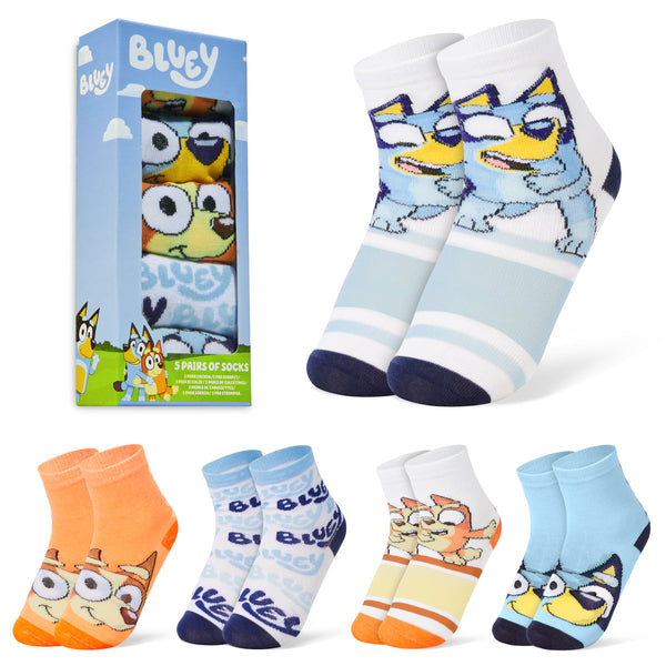 Bluey Boys Calf Socks, Soft Breathable Kids Socks Pack of 5 - Gifts for Boys