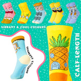 SPONGEBOB SQUAREPANTS Boys Calf Socks, Soft Breathable Kids Socks Pack of 5