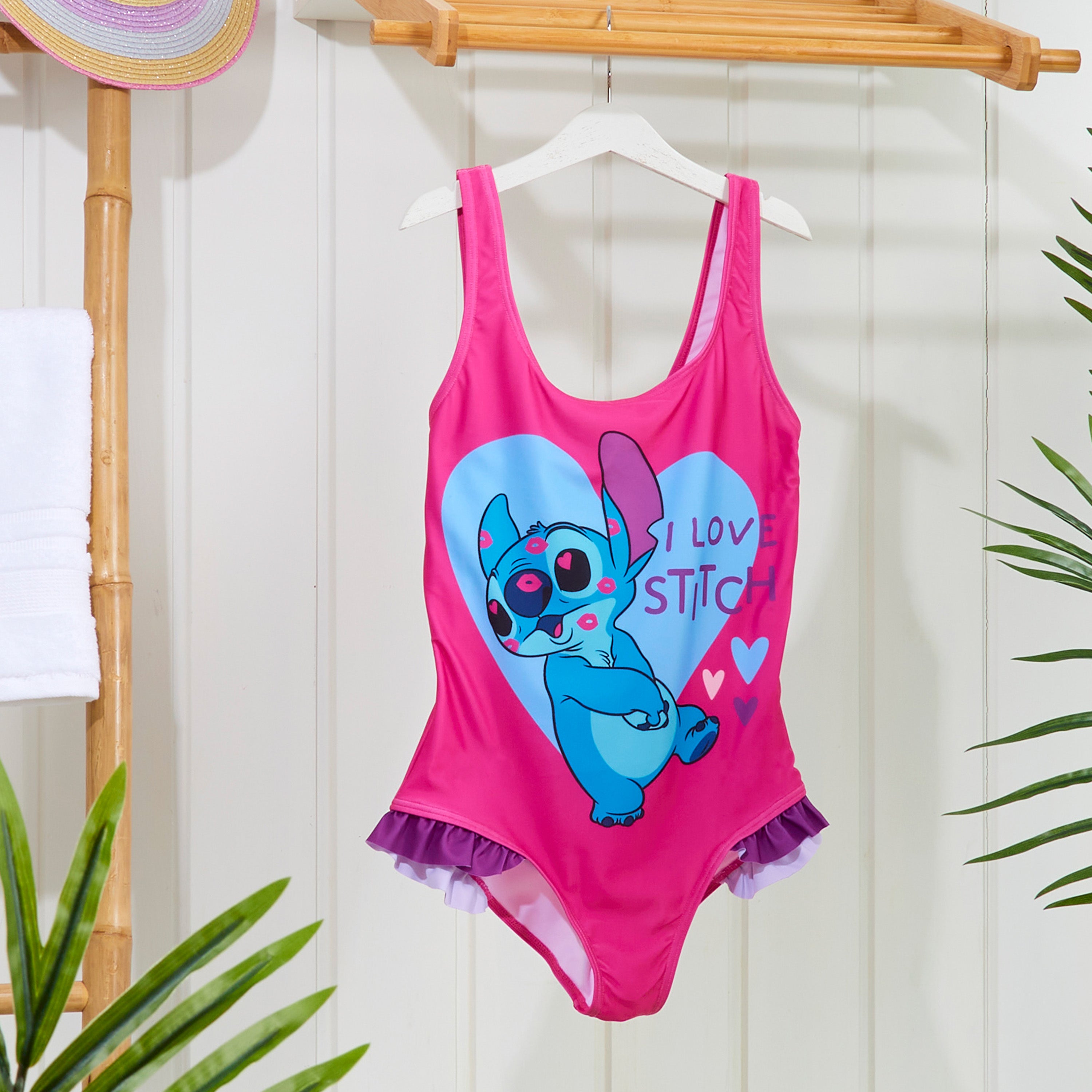 Disney Stitch Girls Swimming Costume Stretchy One Piece Swimsuit - Get Trend