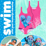 Disney Girls One Piece Swimming Costume, Comfortable Stretchy Swimsuit - Girls Gifts