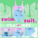 Disney Stitch Girls Swimming Costume Stretchy One Piece Swimsuit - Get Trend