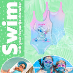 Disney Stitch Girls Swimming Costume Stretchy One Piece Swimsuit - Get Trend