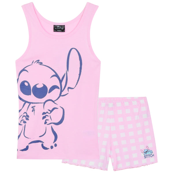 Disney Stitch Girls Short Pyjamas, Soft Breathable Loungewear - Stitch Gifts - Get Trend