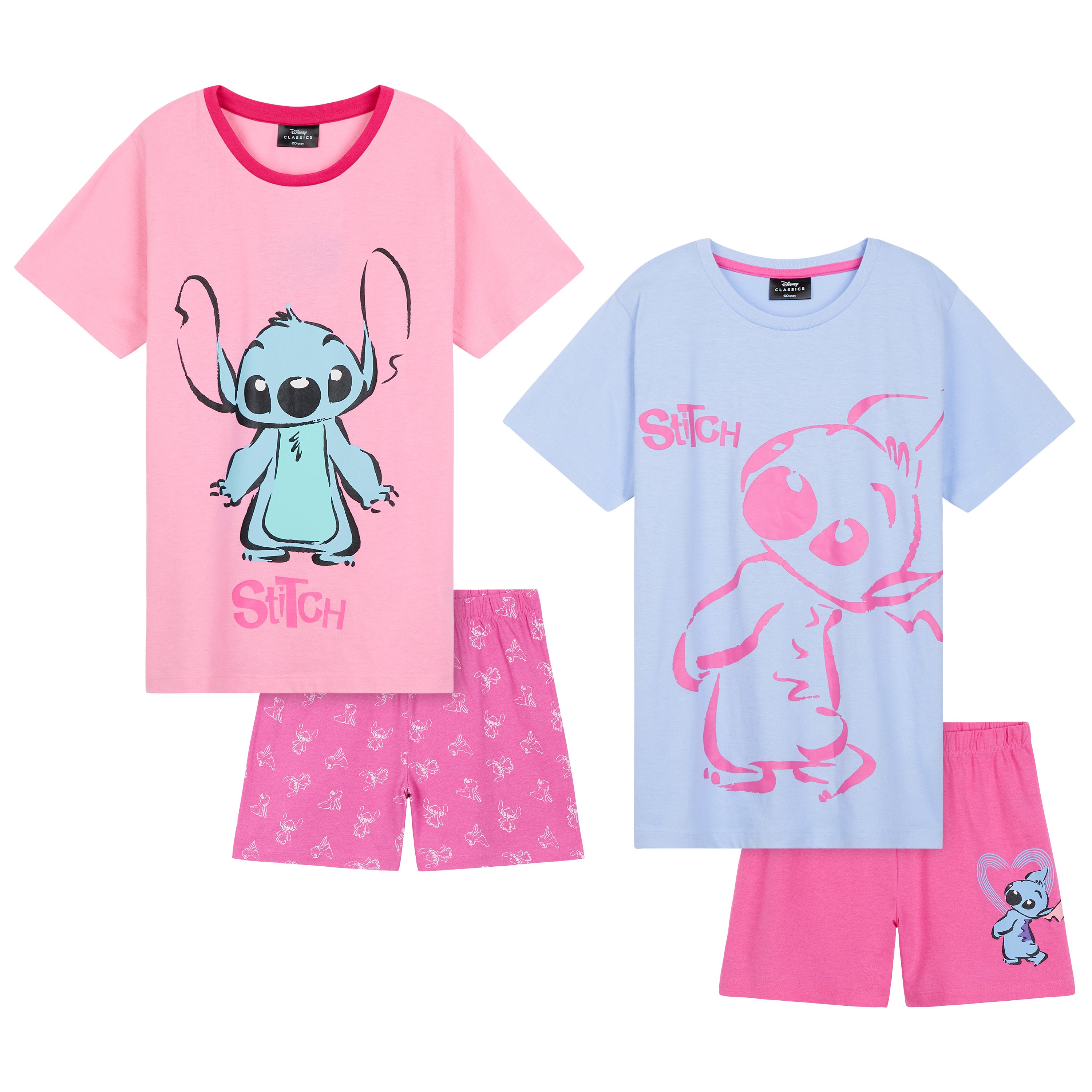 Disney Stitch Girls Short Pyjama Sets, Cosy Breathable Loungewear - Stitch Gifts - Get Trend