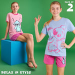 Disney Stitch Girls Short Pyjama Sets, Cosy Breathable Loungewear - Stitch Gifts - Get Trend