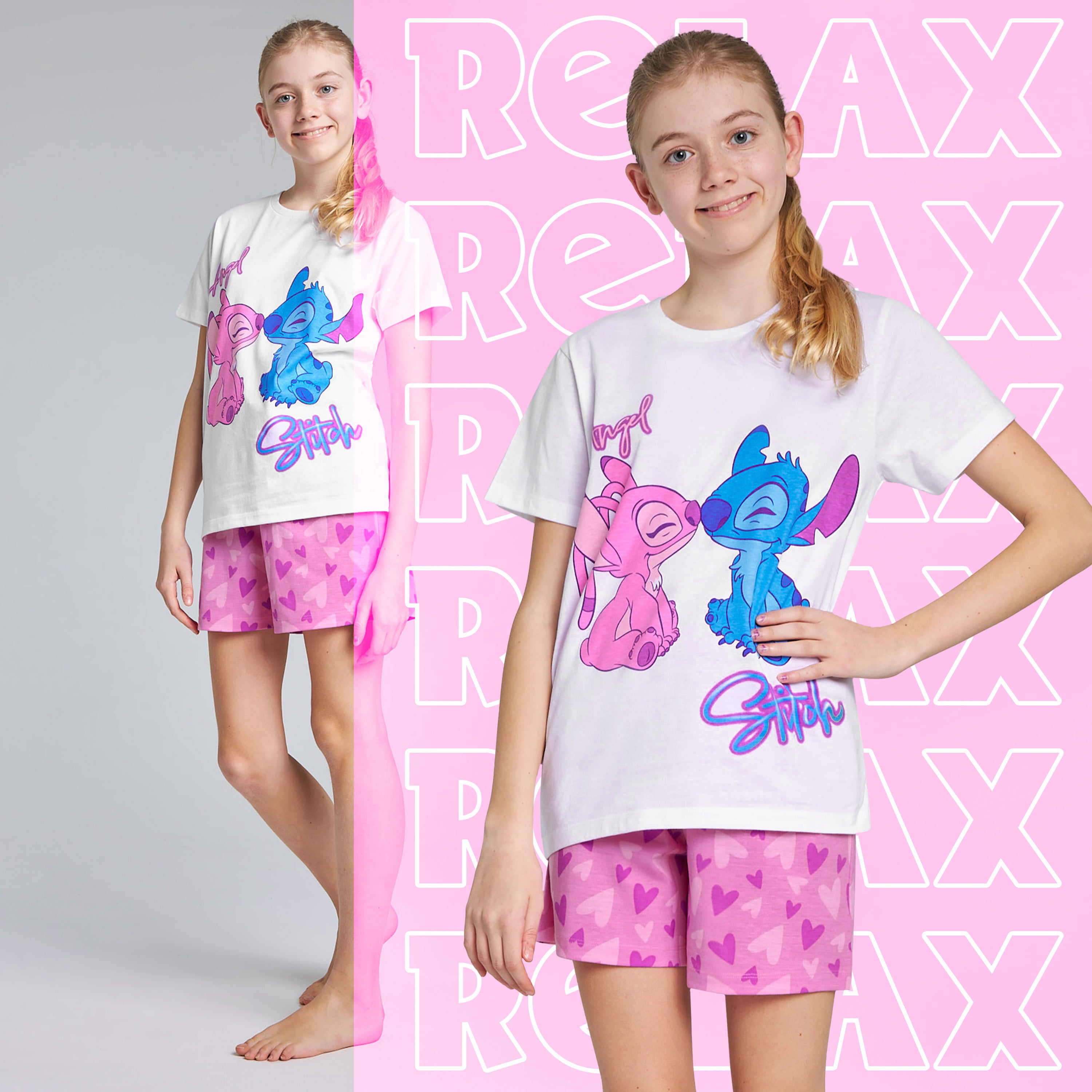 Disney Stitch Pyjamas for Girls Teens Short Sleeve PJs Set Soft Breathable Lounge Set - Get Trend