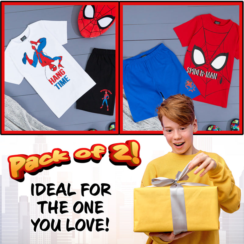 Marvel Boys Short Pyjamas Set, Breathable Loungewear Pack of 2 - Boys Gifts