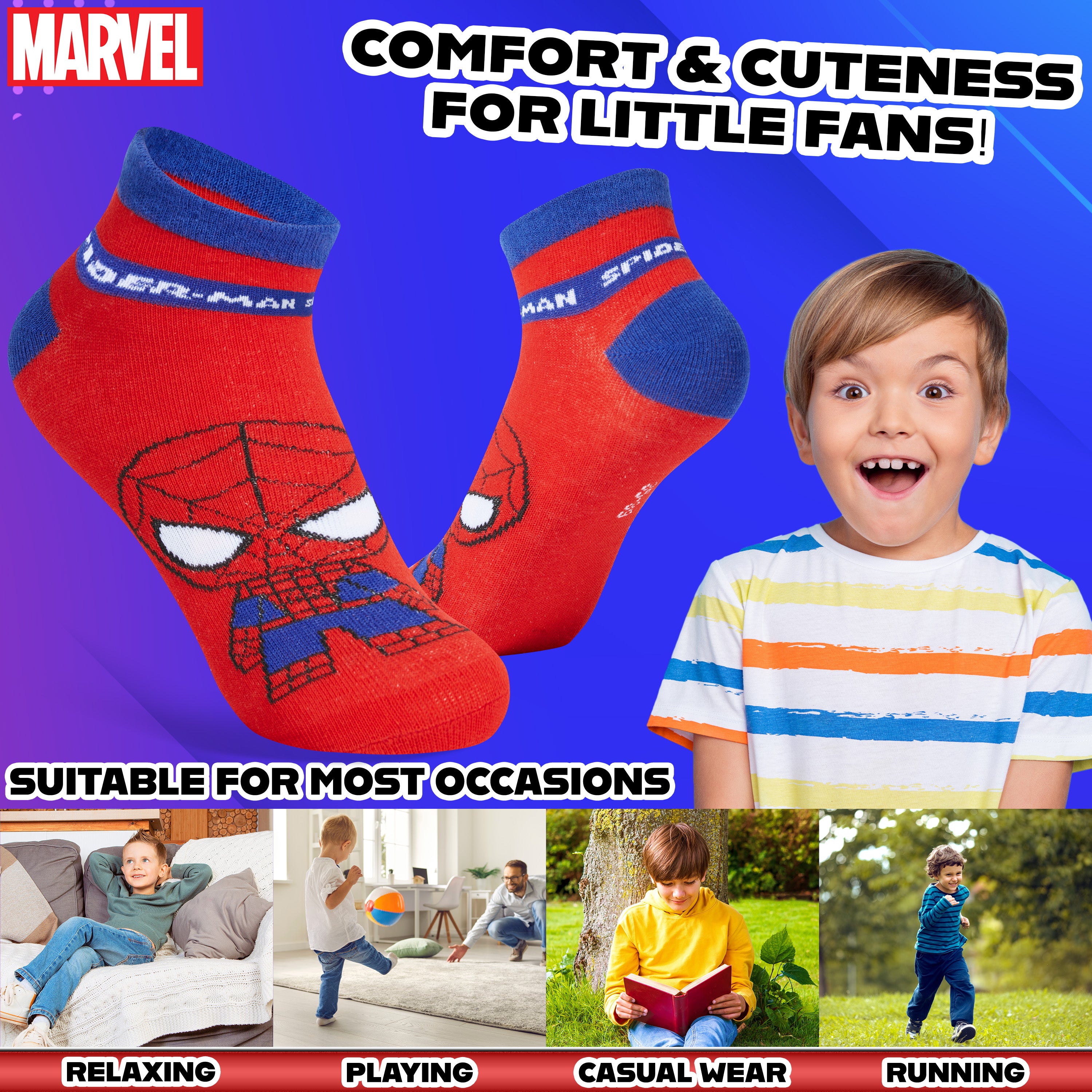 Marvel Avengers Socks for Boys Teens, Pack of 5 Ankle Socks, Soft & Breathable, Boys Gifts - Get Trend