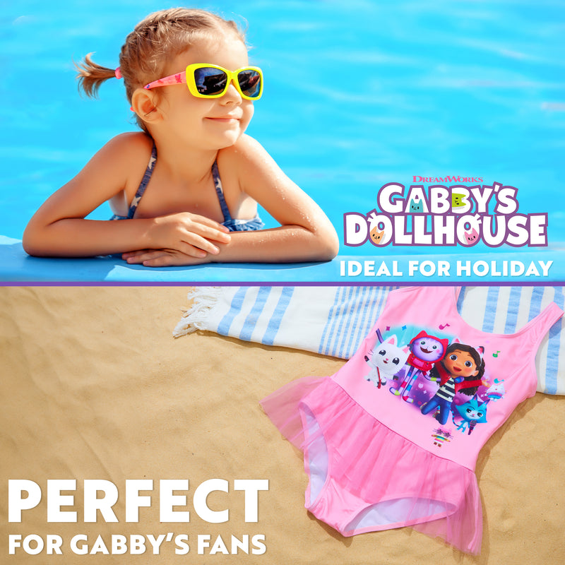 Gabby's Dollhouse Girls Swimming Costume, One Piece Swimsuit for Beach or Pool