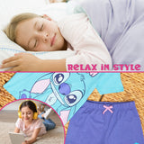 Disney Stitch Girls Short Pyjama Sets, Cosy Breathable Loungewear - Stitch Gifts