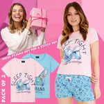 Disney Stitch Pyjamas for Women Short Sleeve PJs Set 2 Pack Lounge Sets Nightwear - Get Trend