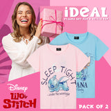 Disney Stitch Womens Short Pyjamas Set Soft Lounge Wear Pack of 2 Stitch Gifts