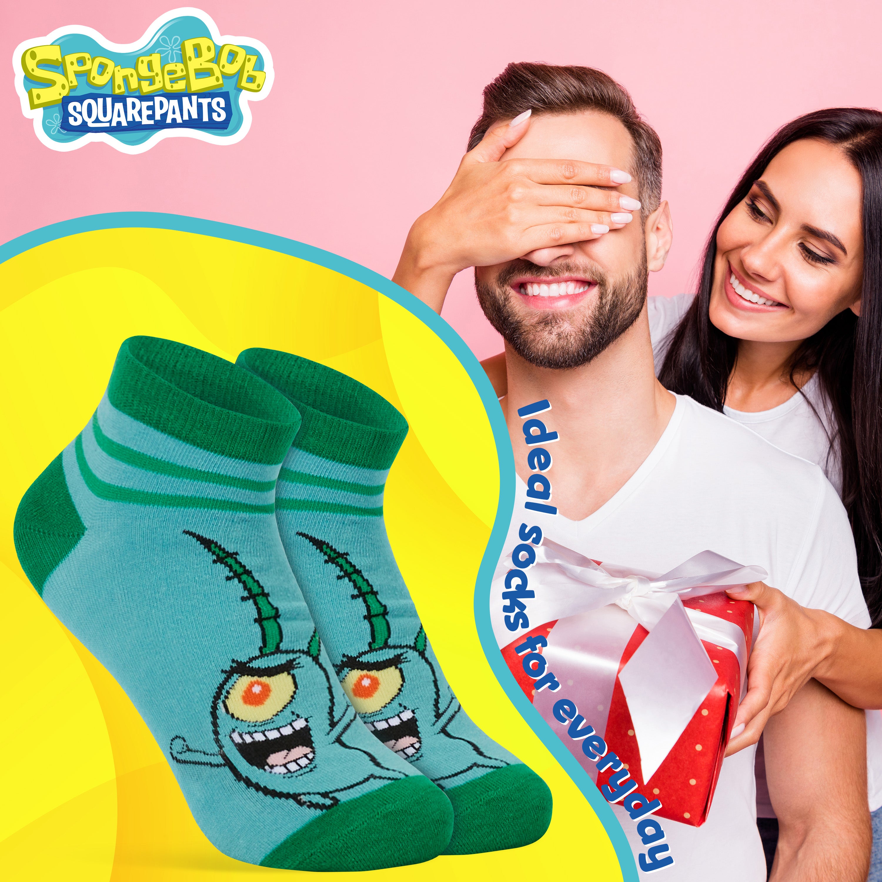SPONGEBOB SQUAREPANTS Ankle Socks for Men & Teens 6.5-10.5, Pack of 5 - Get Trend