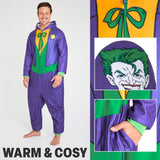 DC Comics Joker Mens Fleece Onesie with Hood, Fleece Loungewear - Funny Gifts for Him