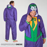 DC Comics Joker Mens Fleece Onesie with Hood, Fleece Loungewear - Funny Gifts for Him