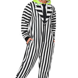 Beetlejuice Mens Fleece Onesie with Hood, Fleece Loungewear - Funny Gifts for Him