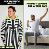 Beetlejuice Mens Fleece Onesie with Hood, Fleece Loungewear - Funny Gifts for Him