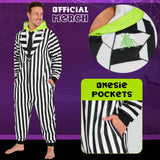 Beetlejuice Mens Fleece Onesie with Hood, Fleece Loungewear - Funny Gifts for Him