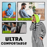 Beetlejuice Mens Fleece Onesie with Hood, Fleece Loungewear - Funny Gifts for Him