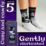 Disney Womens Novelty Calf Socks, Soft Breathable Ankle Socks Pack of 5 Gifts for Women