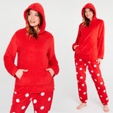 CityComfort Pyjamas Set for Women and Teens Fleece Hooded Long PJs Warm Loungewear Fluffy Nightwear Soft Cosy Sleepwear Gifts for Her