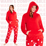 CityComfort Pyjamas Set for Women and Teens Fleece Hooded Long PJs Warm Loungewear Fluffy Nightwear Soft Cosy Sleepwear Gifts for Her