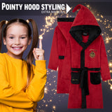 Harry Potter Girls Fleece Dressing Gown with Hood Pockets Tie Waist, Cosy Robe - Gifts for Girls