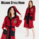 Harry Potter Womens Fleece Dressing Gown with Hood Pockets Tie Waist, Cosy Robe - Gifts for Her