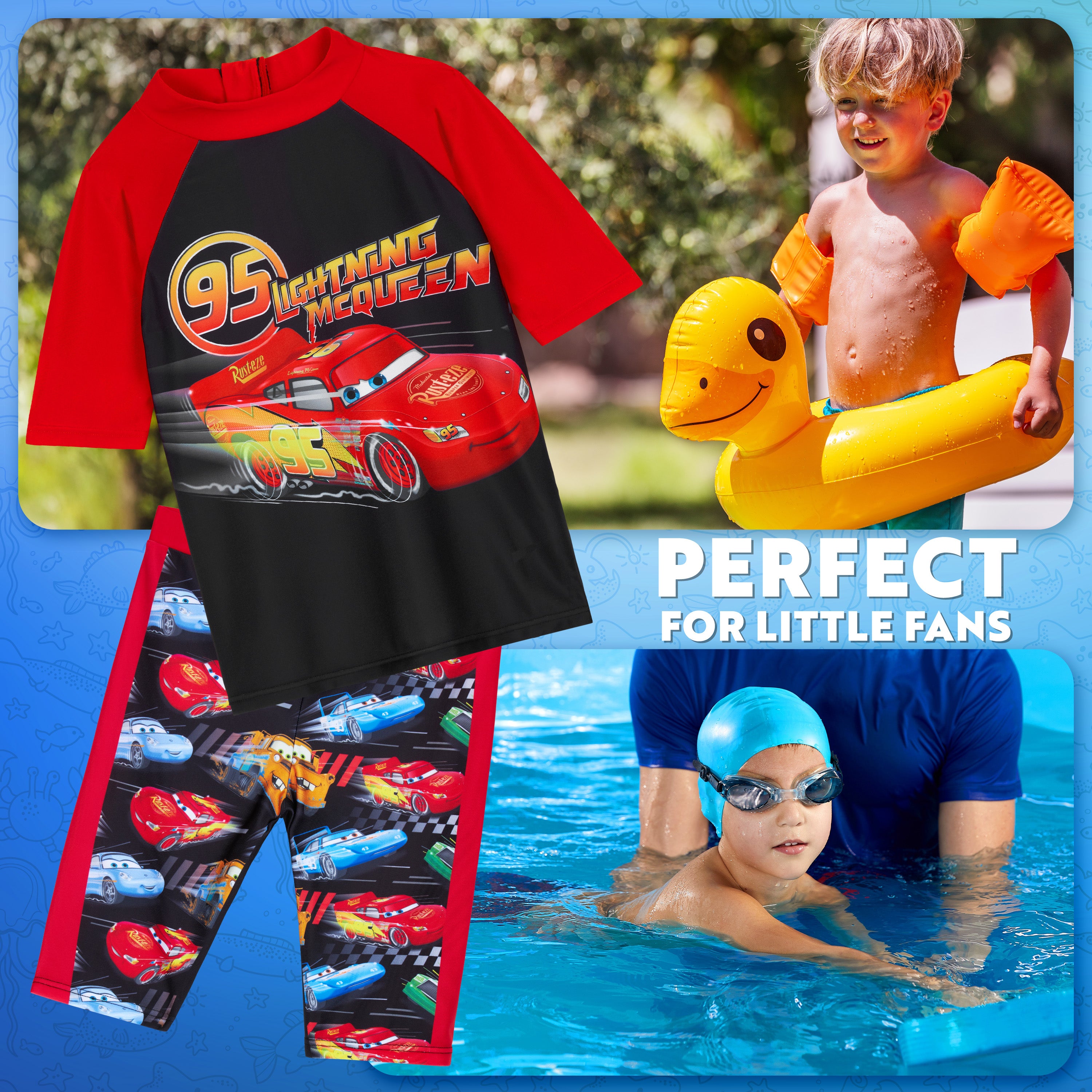 Get Trend Boys Swimming Costume Set 2 Piece Swimwear Rash Guard Top and Swimming Trunks Toddlers Kids Swimsuit for Beach Pool Holiday Essentials - Get Trend