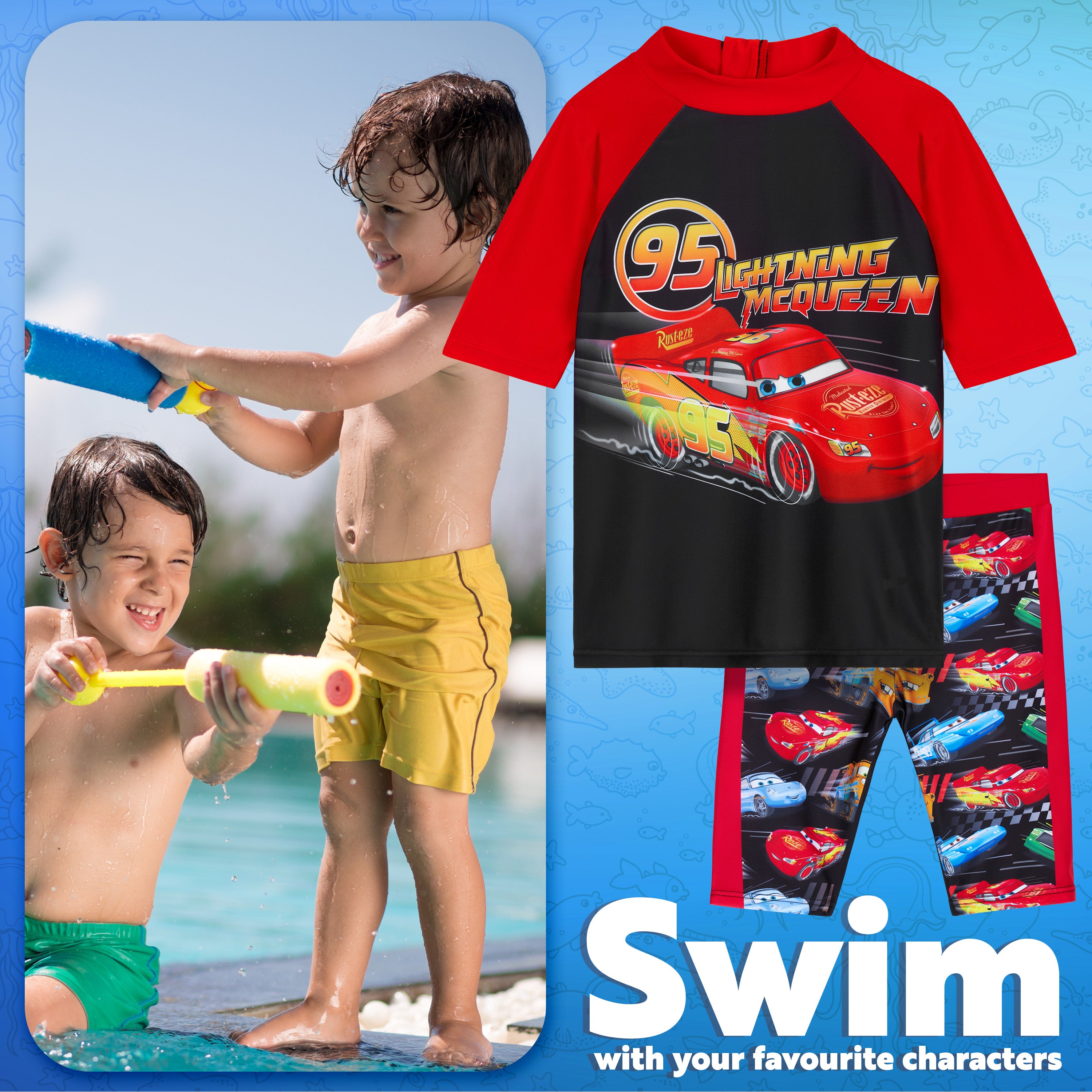 Get Trend Boys Swimming Costume Set 2 Piece Swimwear Rash Guard Top and Swimming Trunks Toddlers Kids Swimsuit for Beach Pool Holiday Essentials - Get Trend