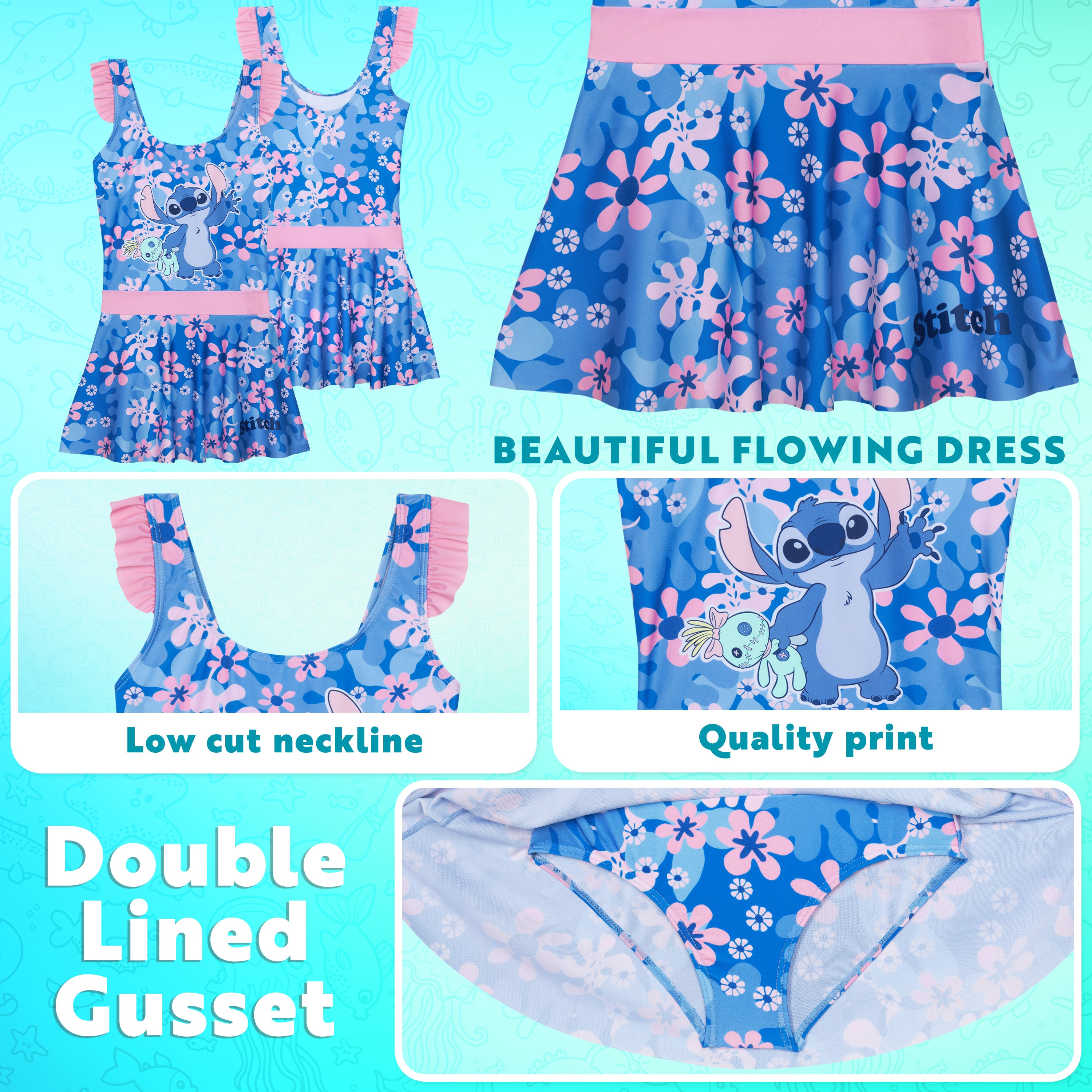 Get Trend Girls Swimming Costume Swim Dress Stretchy One Piece Swimsuit Comfortable Teenagers Swimwear for Beach Pool Holiday Essentials - Get Trend