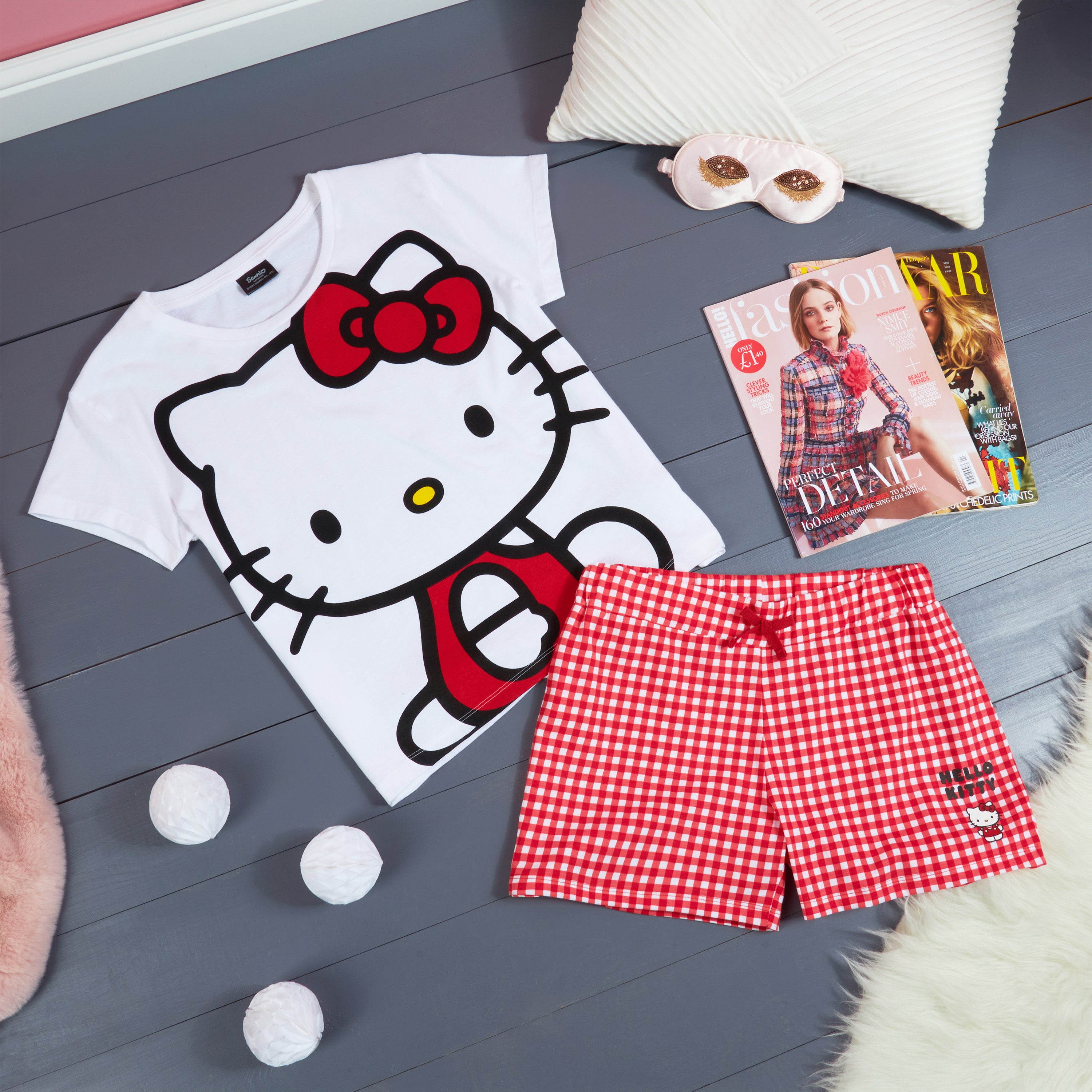 Hello Kitty Womens Pyjamas Short Sleeve PJs Set Teenagers Kawaii Lounge Sets Nightwear Soft Comfy Loungewear Sleepwear Anime Gifts for Women - Get Trend