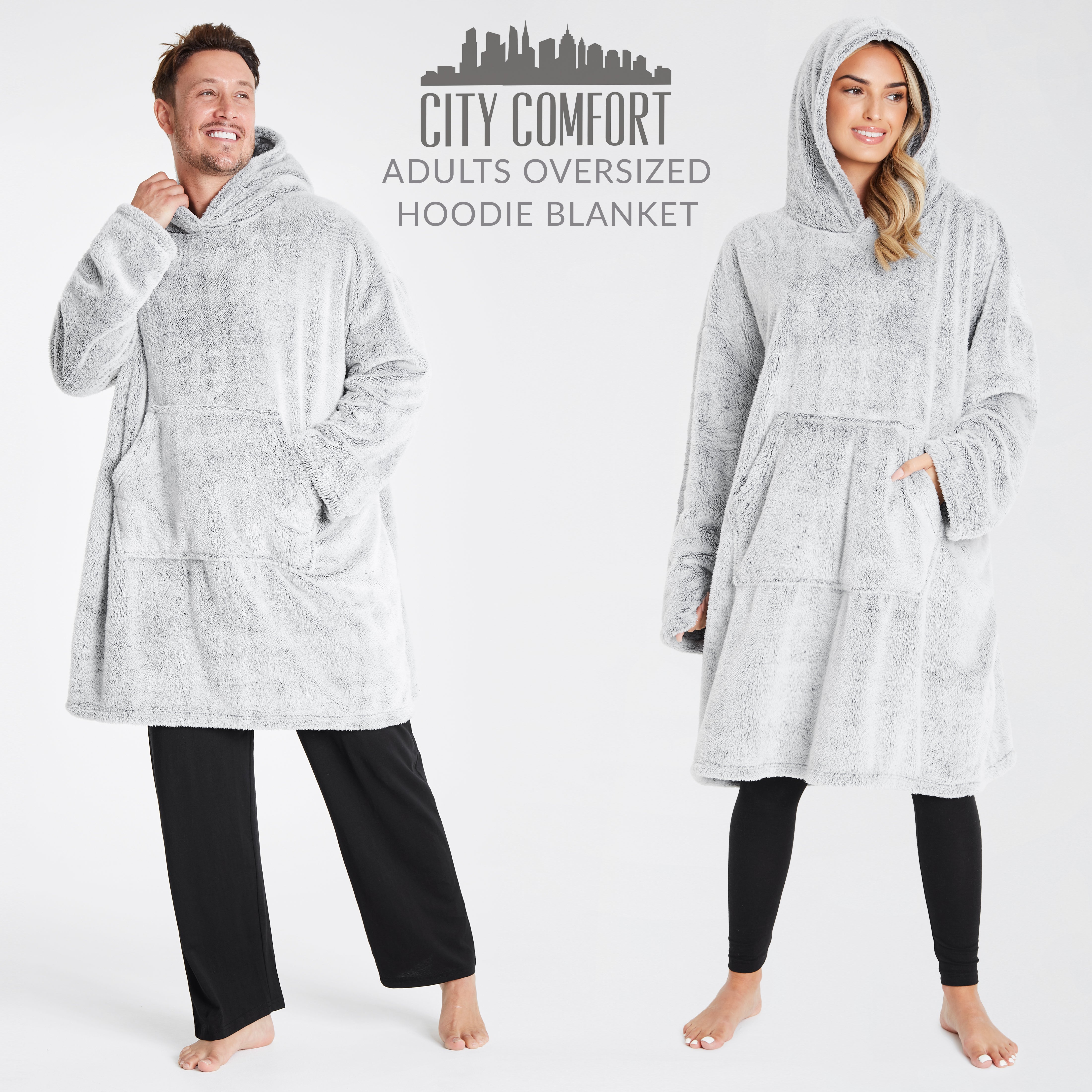 CityComfort Blanket Oversized Hoodie for Women & Men Fleece Blanket with Sleeves